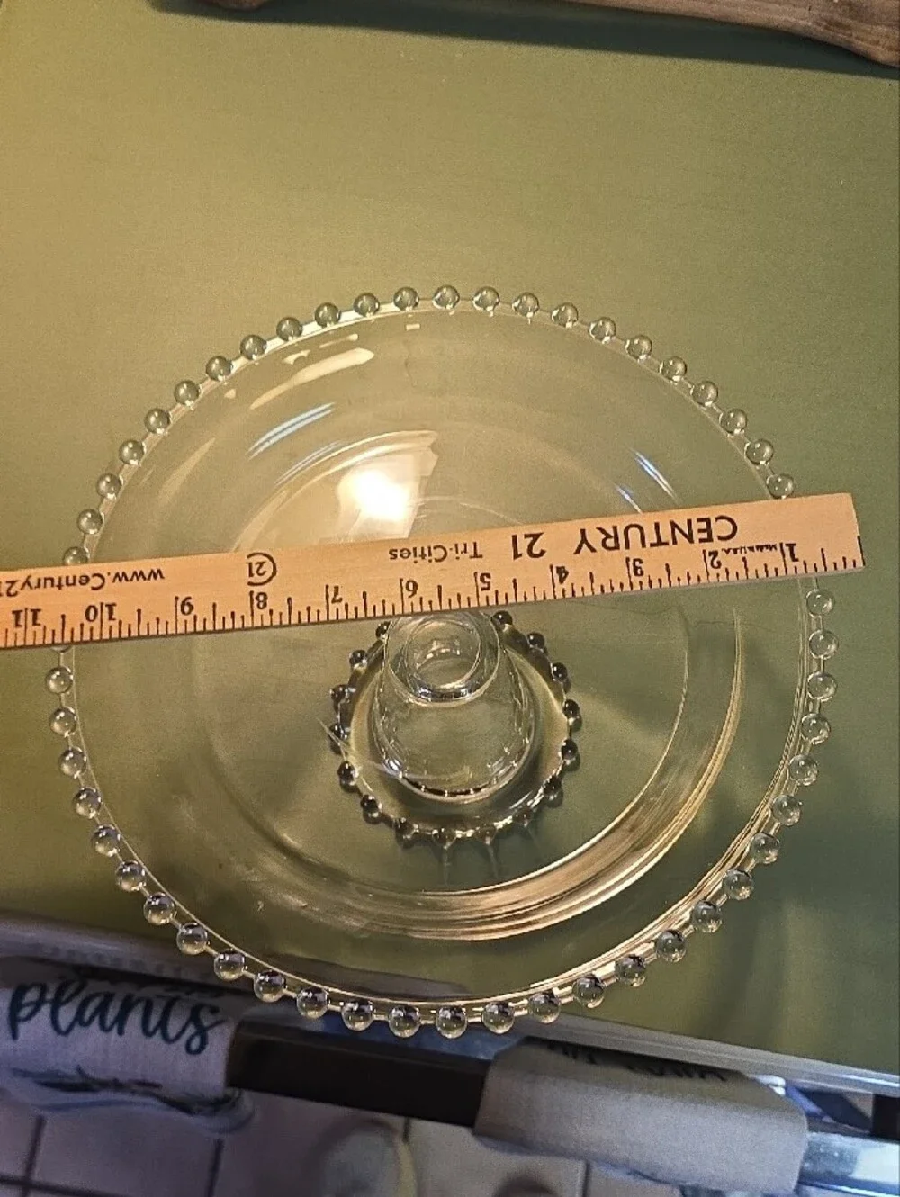 Clear Glass Pedestal Cake Stand with Beaded Rim, 10